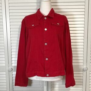Jeans Y2K Red Streetwear Retro Denim Tucker Jacket XL